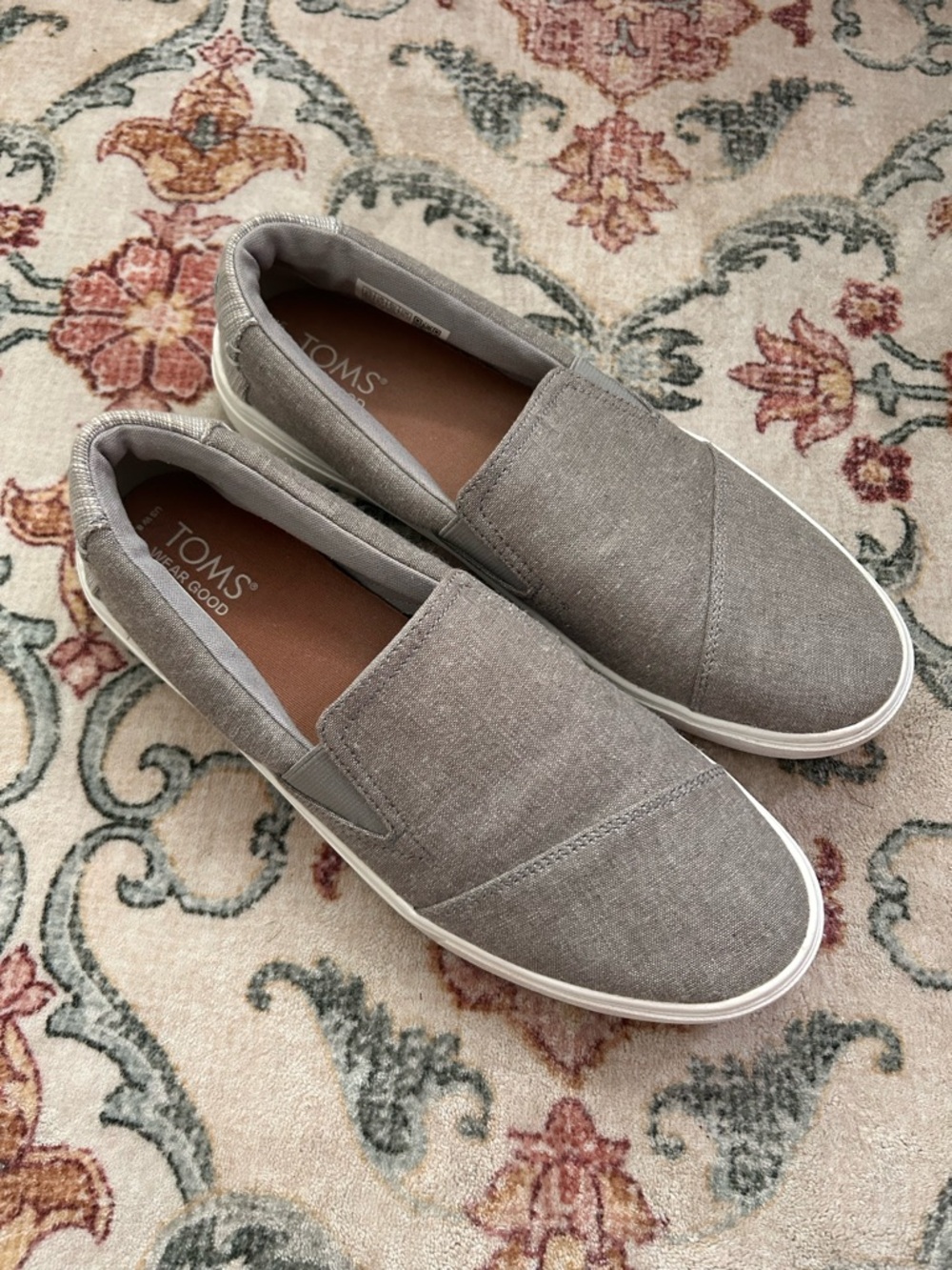 Toms Slip-On Canvas Loafers in Taupe Gray